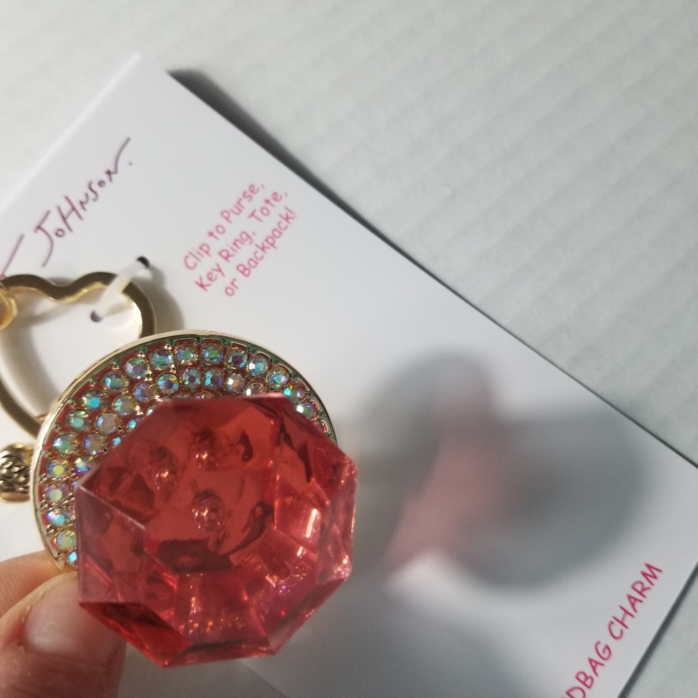 NWT BETSEY JOHNSON PINK BLING RING POP HANDBAG CHARM - Picture 10 of 10